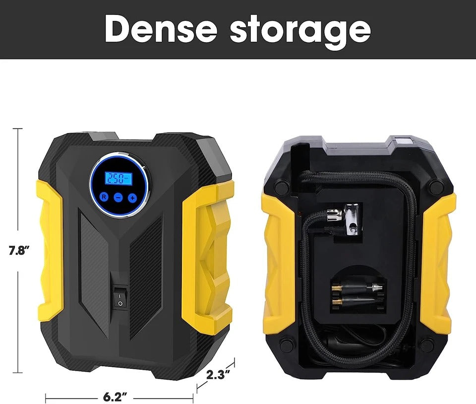 COMPRESOR DE AIRE DIGITAL PARA COCHE AUTO BOMBA INFLADORA PORTÁTIL
