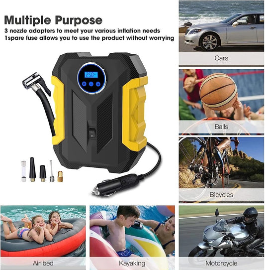 COMPRESOR DE AIRE DIGITAL PARA COCHE AUTO BOMBA INFLADORA PORTÁTIL