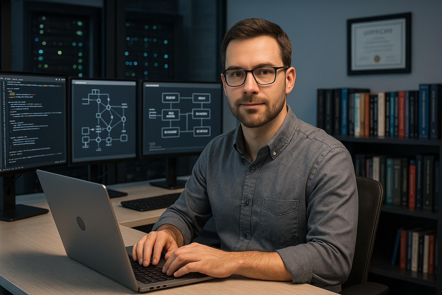 crear una imagen de un hombre como ingeniero en sistema